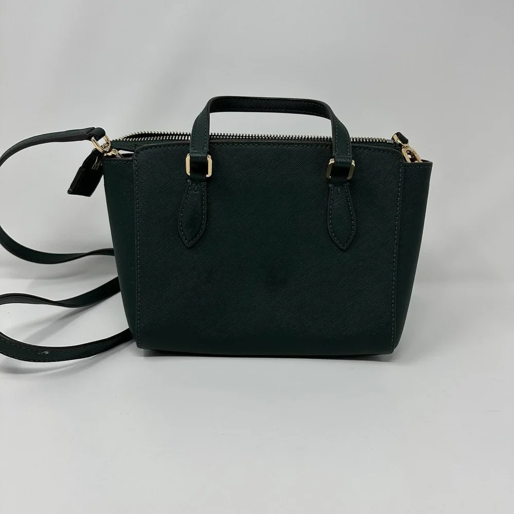 Tory Burch Emerson Mini Jitney Green Leather Tote Satchel